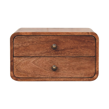 WillowStone Honey Caramel 2 Drawer Floating Bedside – handcrafted solid wood furniture by WillowStone