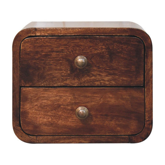 WillowStone Mini Curved California Walnut Wall Mounted Bedside – handcrafted solid wood furniture by WillowStone