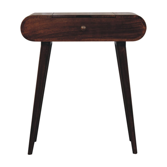 WillowStone Mini California Walnut Dressing Table with Foldable Mirror