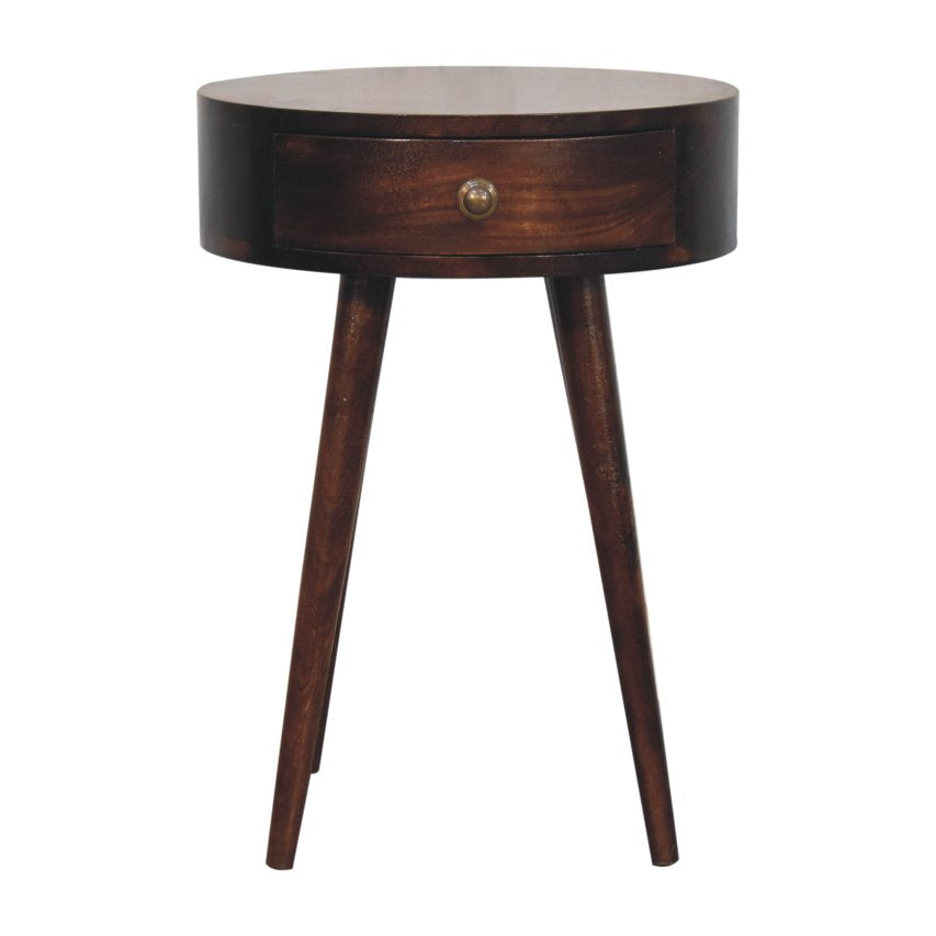 WillowStone Nordic California Walnut Circular Shaped Bedside – handcrafted solid wood furniture by WillowStone