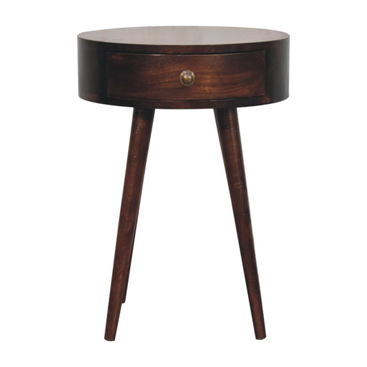 WillowStone Nordic California Walnut Circular Shaped Bedside