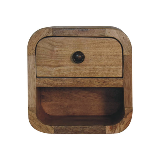 Extra Mini Open-Slot Curved Nightstand - Oak Finish