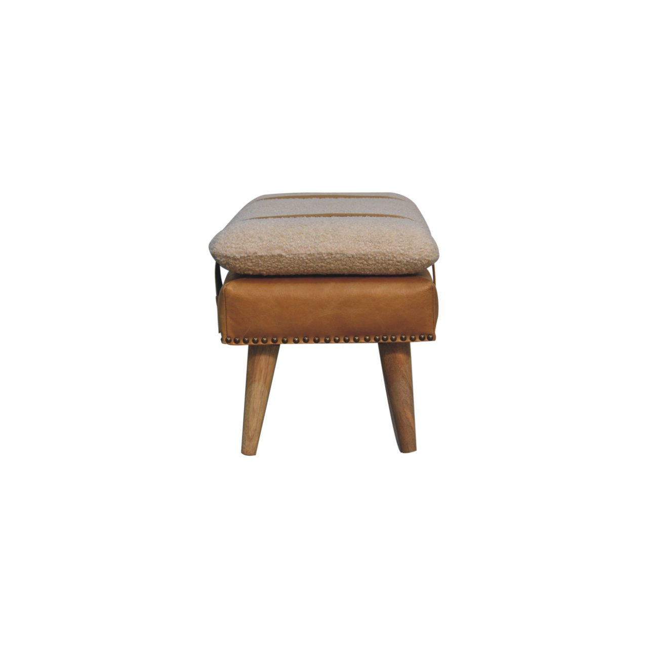 WillowStone Boucl�� Buffalo Hide Tan Leather Bench