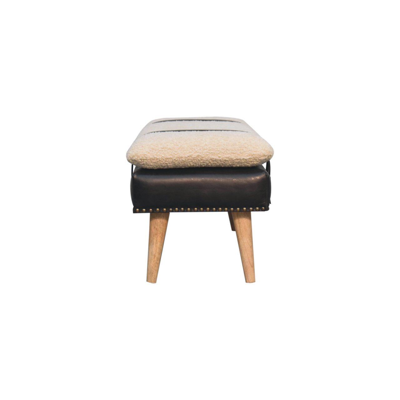 WillowStone Boucl�� Buffalo Hide Black Leather Bench