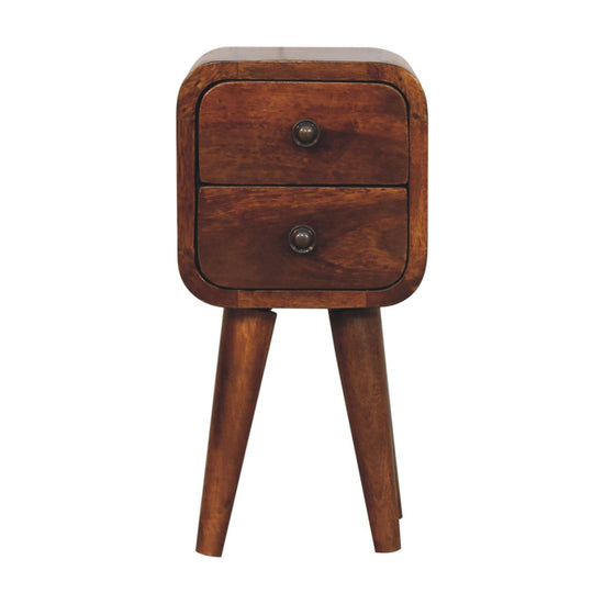 Extra Mini Curved Nightstand - Chestnut Finish