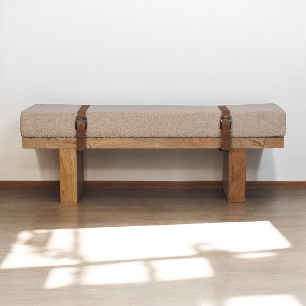 WillowStone Belmont Cream Boucle Bench