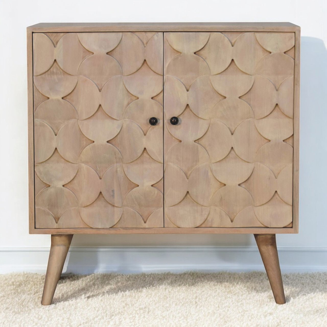 WillowStone Hourglass Carved Marble Cabinet