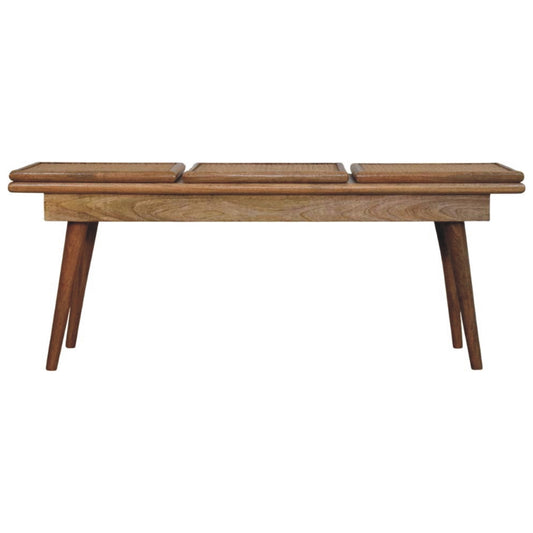 WillowStone Larissa Triple Accent Oak-ish Cane Bench