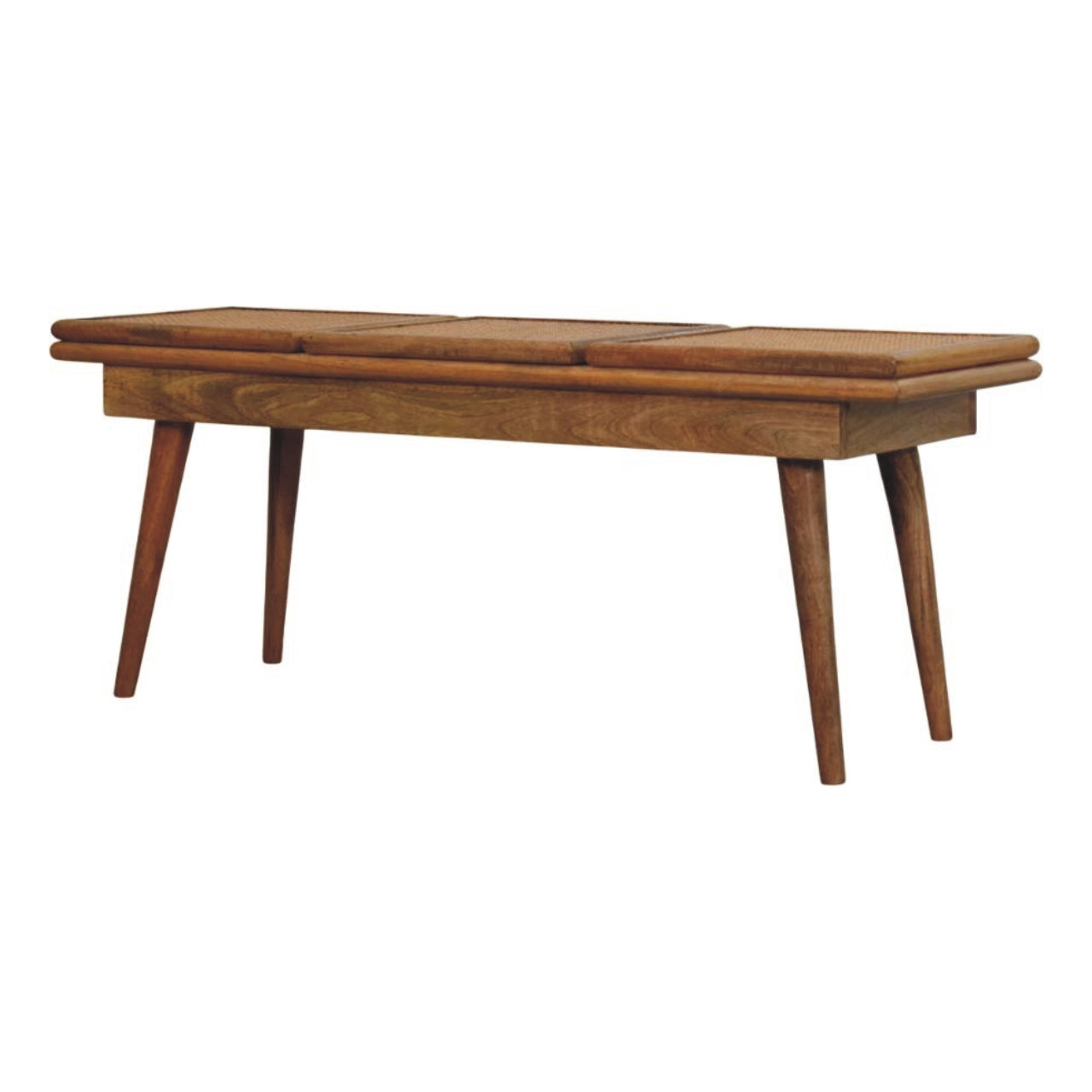 WillowStone Larissa Triple Accent Oak-ish Cane Bench