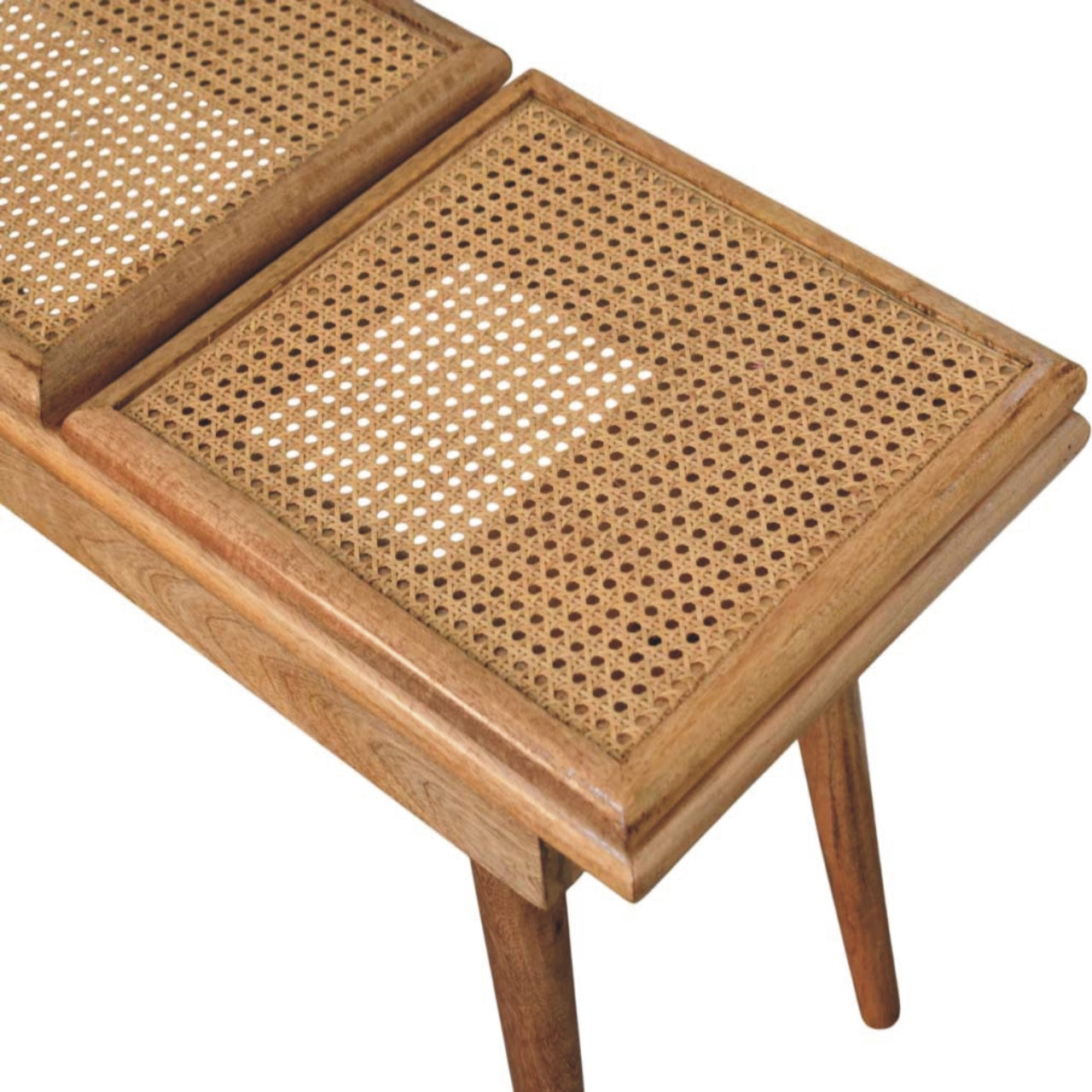 WillowStone Larissa Triple Accent Oak-ish Cane Bench