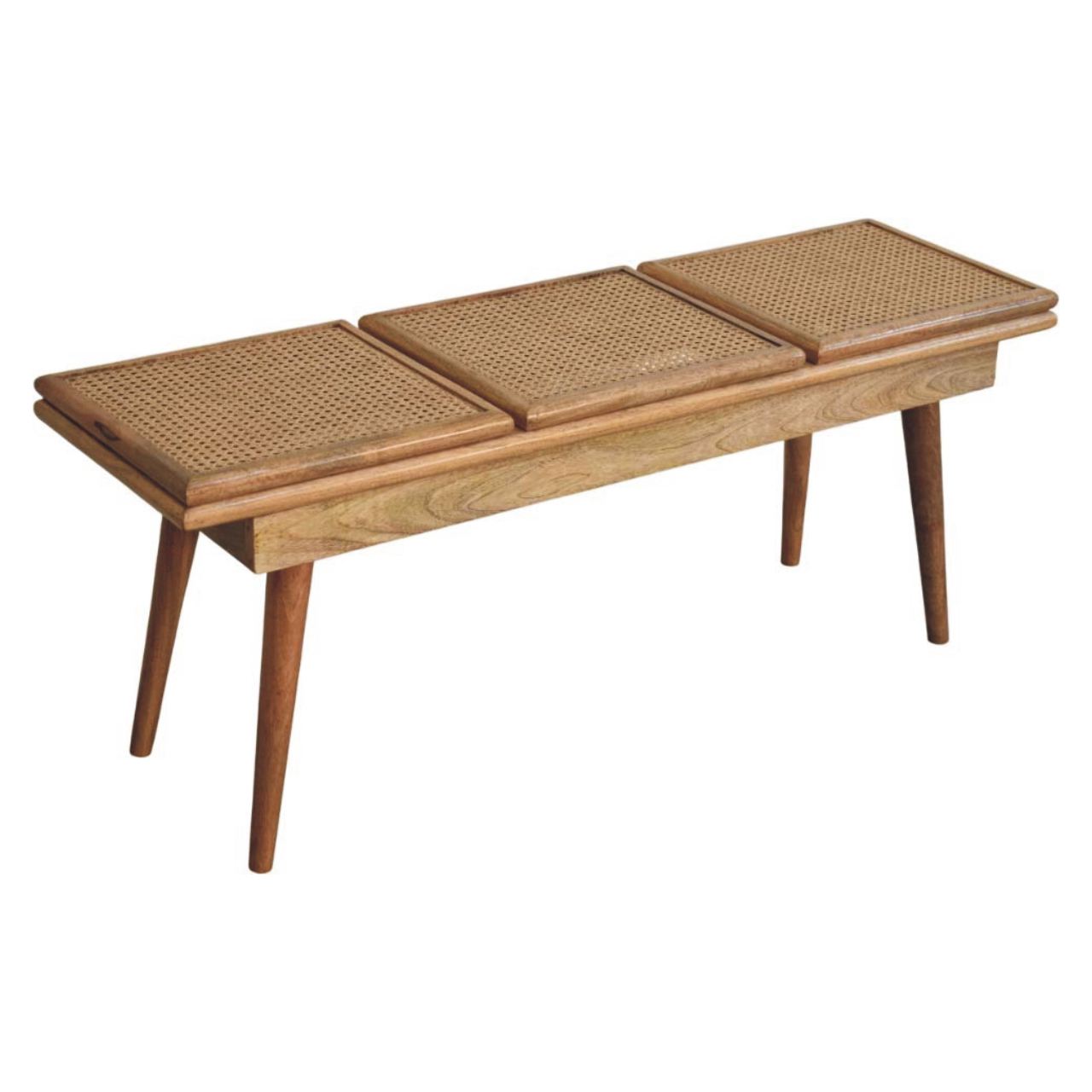 WillowStone Larissa Triple Accent Oak-ish Cane Bench