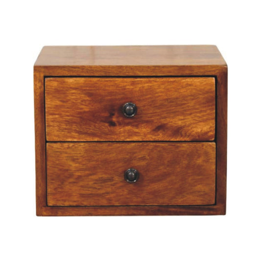 WillowStone Solis 2-Drawer Chestnut Wall Mounted Nightstand – handcrafted solid wood furniture by WillowStone