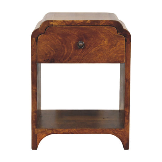 WillowStone Newton Mini Chestnut Nightstand with a drawer and open shelf