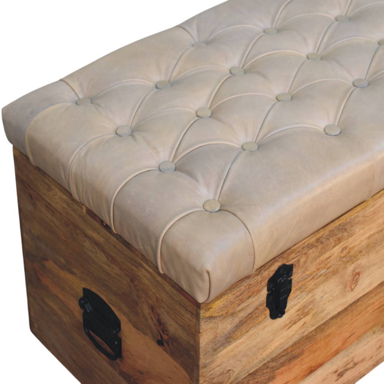 WillowStone Beige Buffalo hide leather Storage Trunk