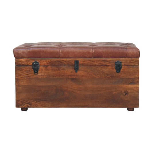 WillowStone Brown Buffalo hide leather Storage Trunk
