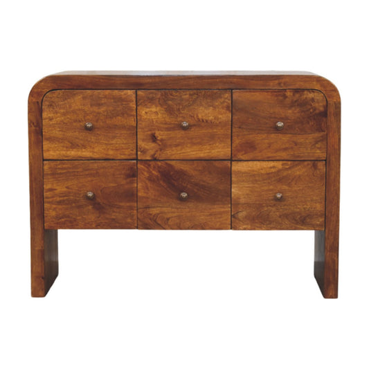 WillowStone Darcy 3 over 3 Drawer Chest in Chestnut Finish