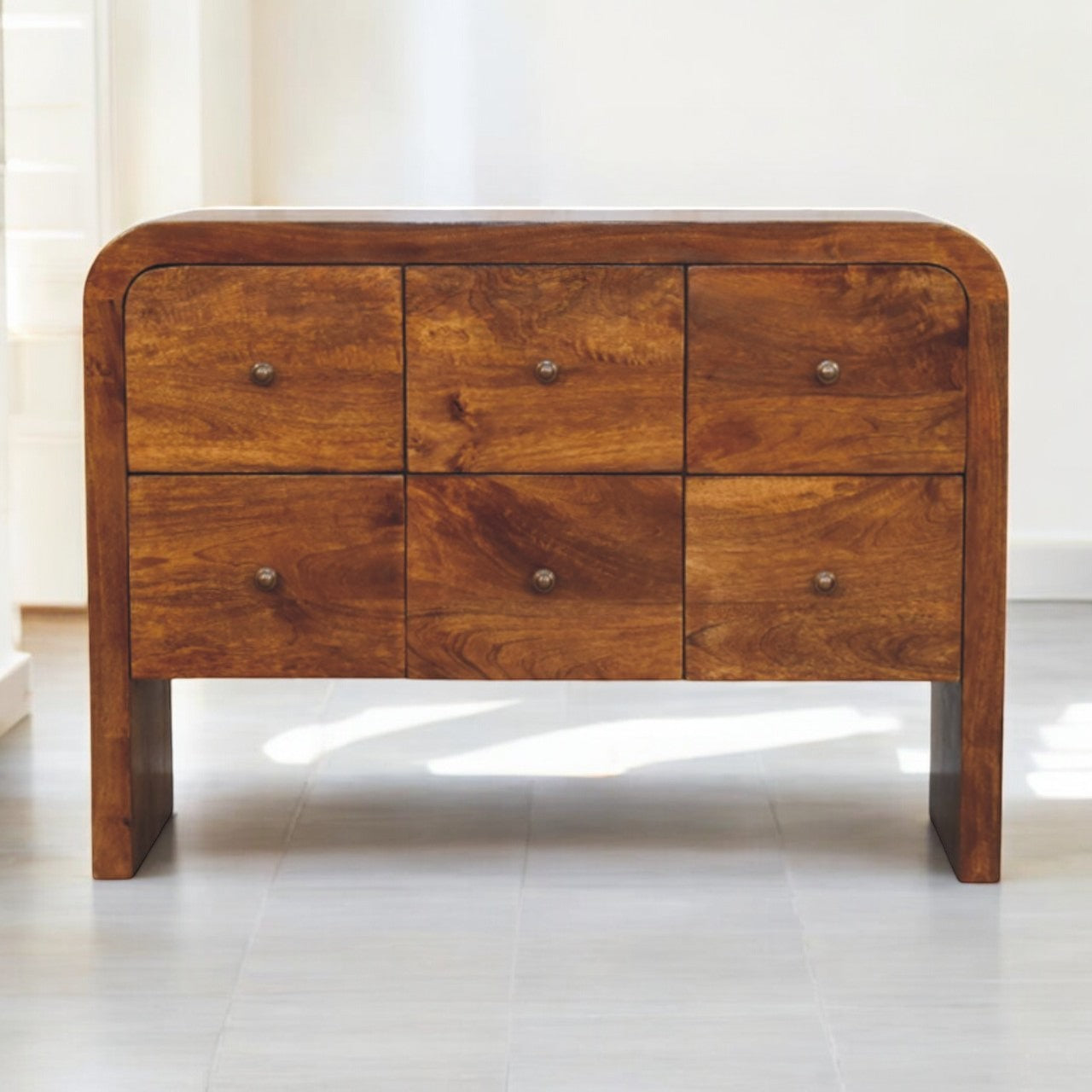WillowStone Darcy 3 over 3 Drawer Chest in Chestnut Finish