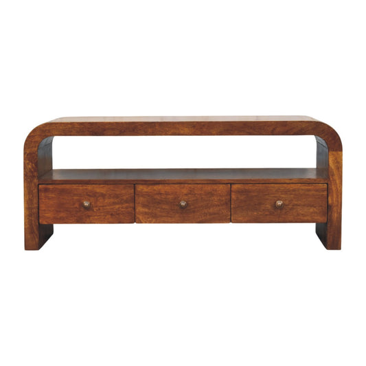 WillowStone Darcy 3 drawer Open Shelf Chestnut Media unit