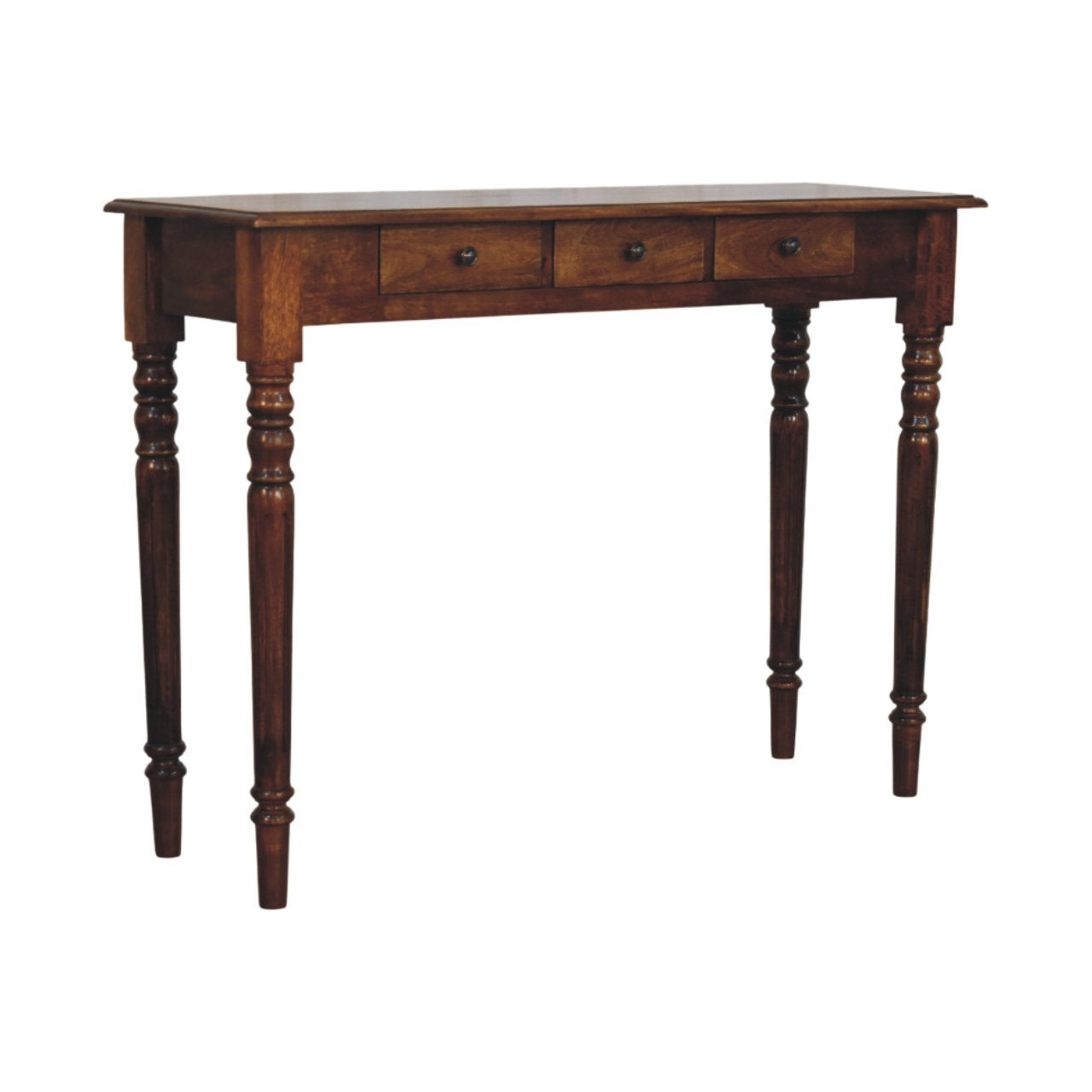 WillowStone Turned Legs 3 Drawer Chestnut Console