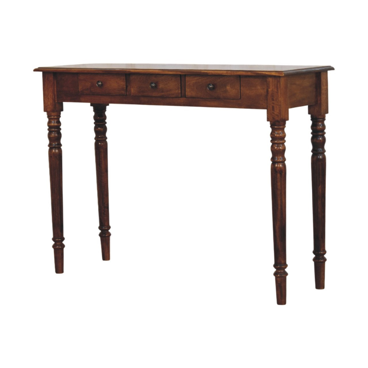 WillowStone Turned Legs 3 Drawer Chestnut Console