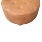 Leather Buffalo Hide Round Ottoman - Brown Finish