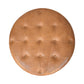 Leather Buffalo Hide Round Ottoman - Brown Finish