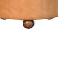 Leather Buffalo Hide Round Ottoman - Brown Finish