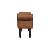 Brown Buffalo Leather Rolled Arms Bench