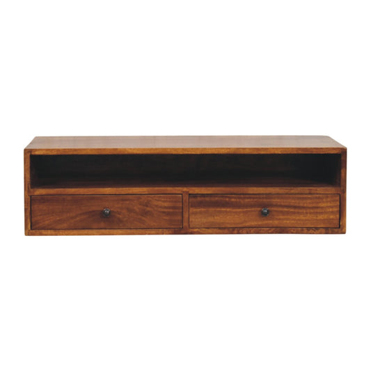 WillowStone Lunar 2 Drawer Chestnut Wall Mounted Media Unit