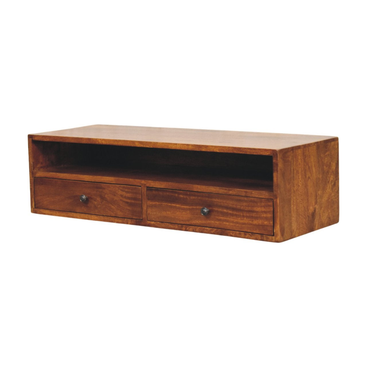 WillowStone Lunar 2 Drawer Chestnut Wall Mounted Media Unit