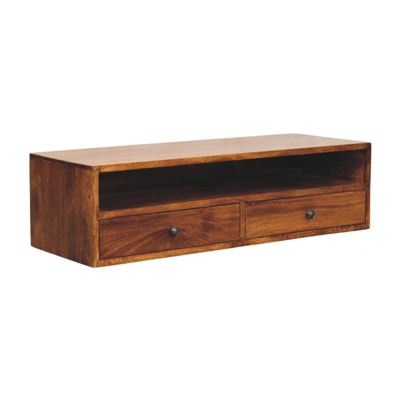 WillowStone Lunar 2 Drawer Chestnut Wall Mounted Media Unit