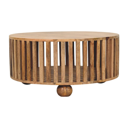WillowStone Slatted Round Oak-ish Coffee Table