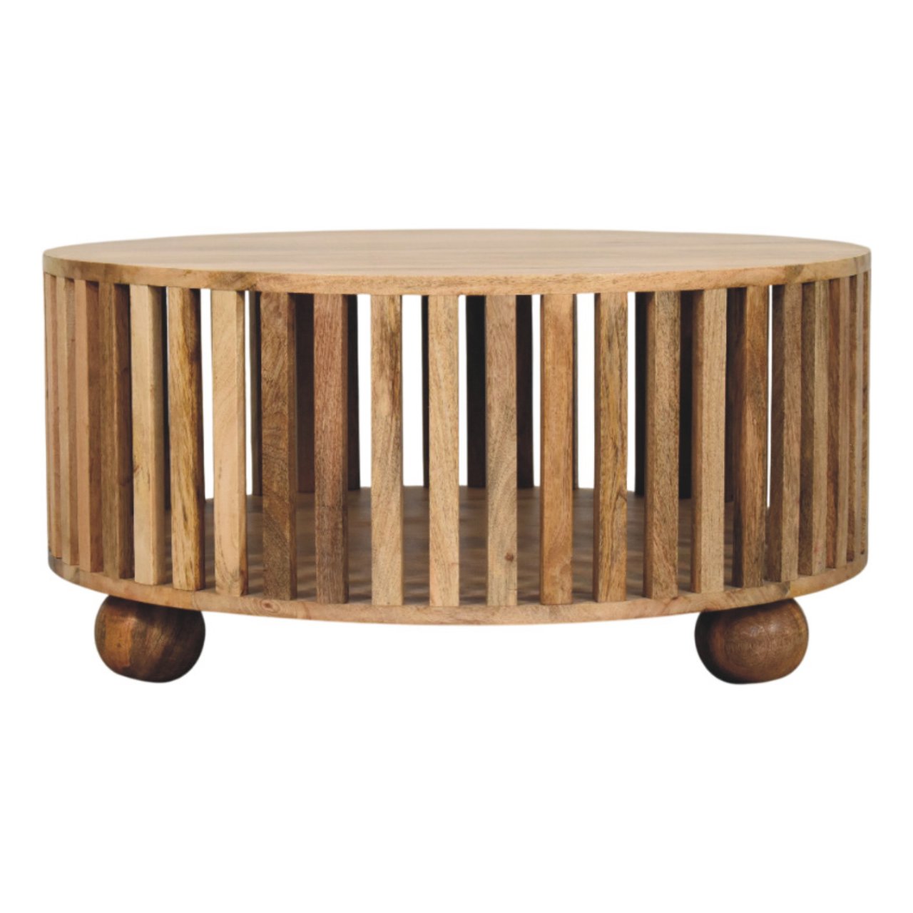 WillowStone Slatted Round Oak-ish Coffee Table