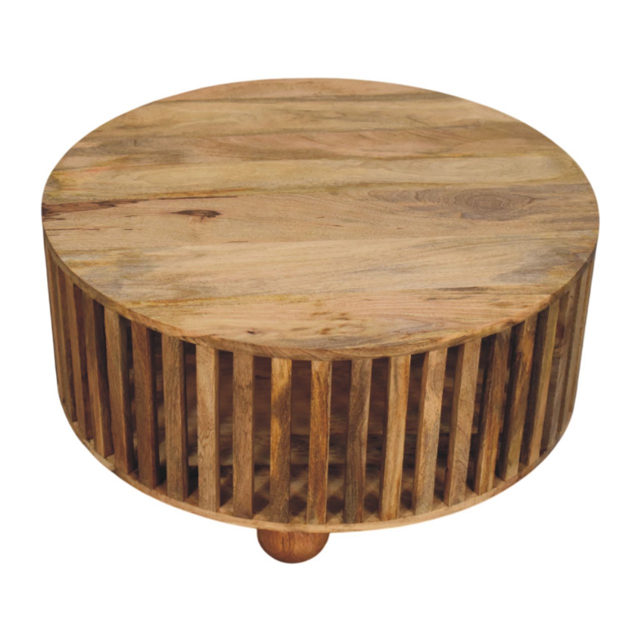 WillowStone Slatted Round Oak-ish Coffee Table