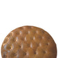 Leather Round Ottoman - Brown Finish