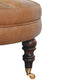 Leather Round Ottoman - Brown Finish