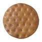 Leather Round Ottoman - Brown Finish