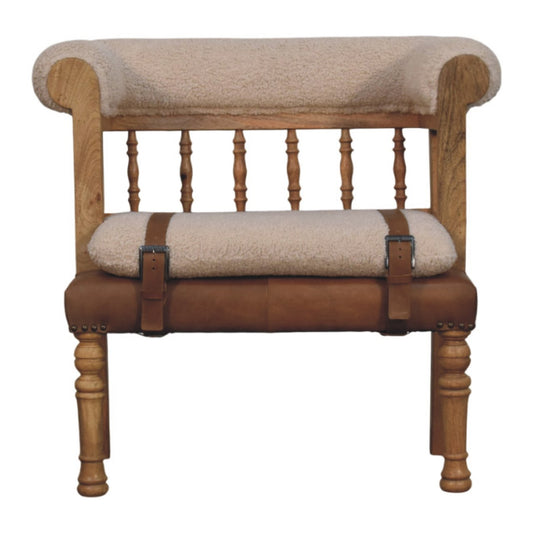 WillowStone Strapped Hallway Boucle Bench