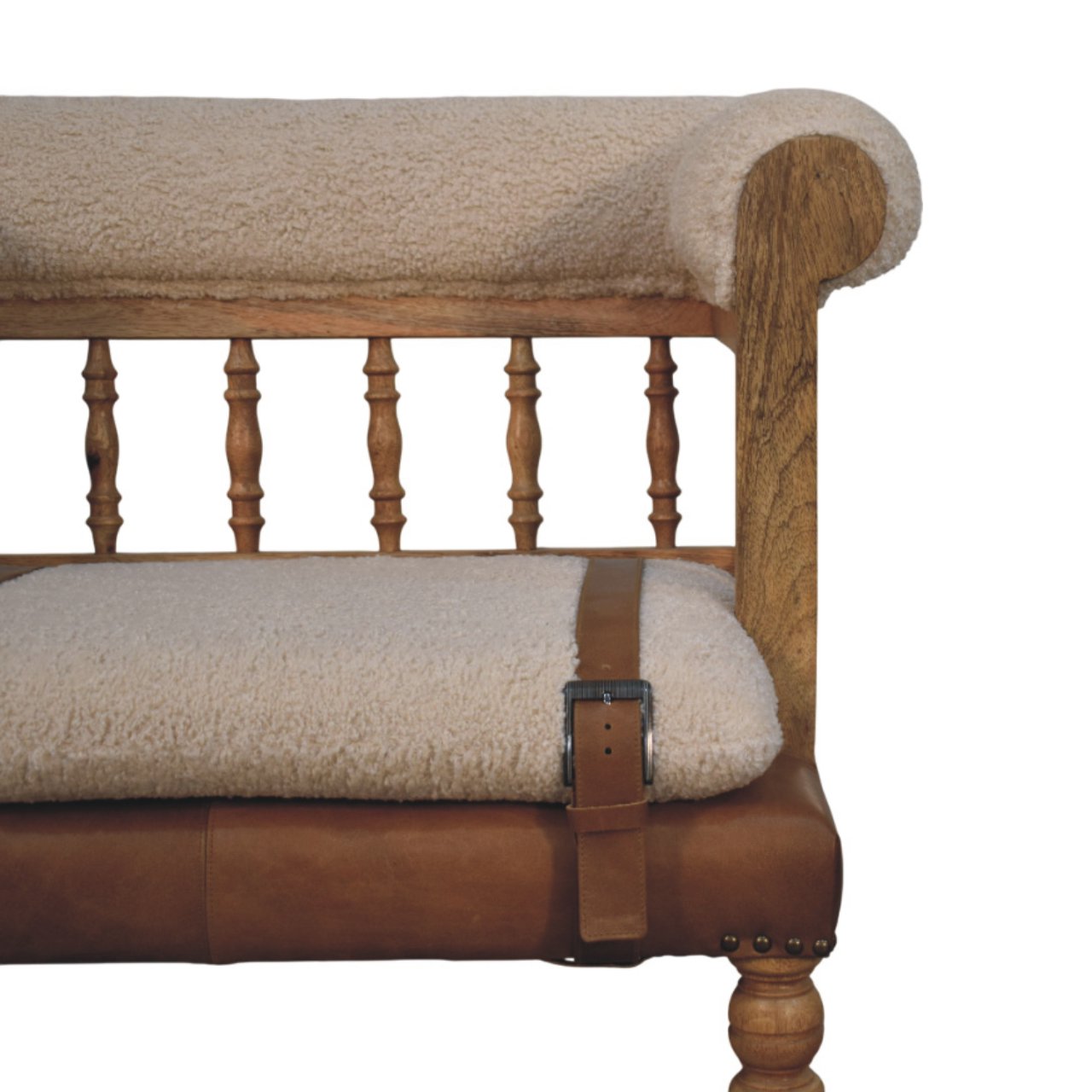 WillowStone Strapped Hallway Boucle Bench