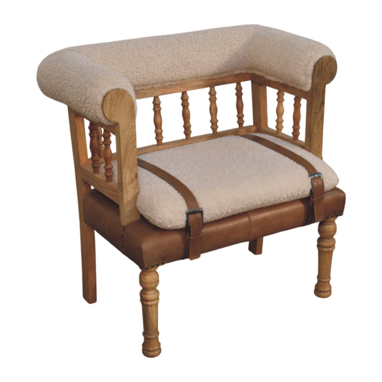 WillowStone Strapped Hallway Boucle Bench