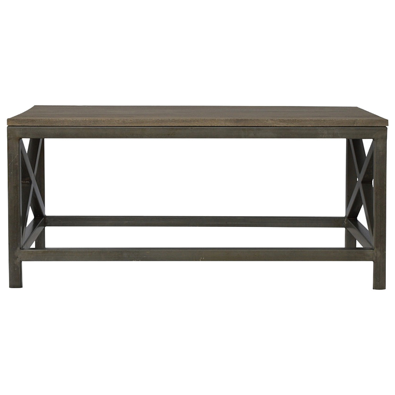WillowStone Industrial Cross Metal Oatmeal Coffee Table