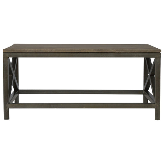 WillowStone Industrial Cross Metal Oatmeal Coffee Table