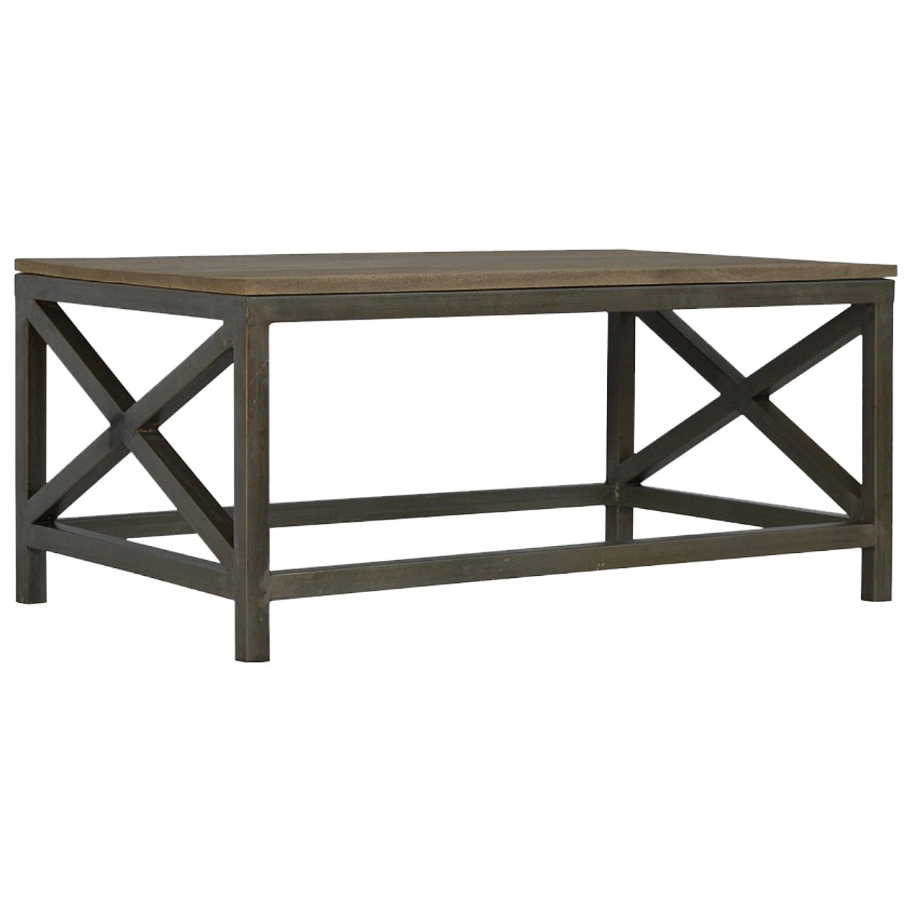 WillowStone Industrial Cross Metal Oatmeal Coffee Table