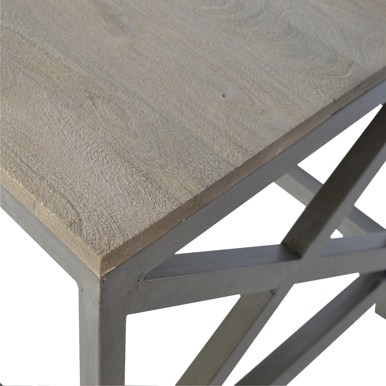 WillowStone Industrial Cross Metal Oatmeal Coffee Table