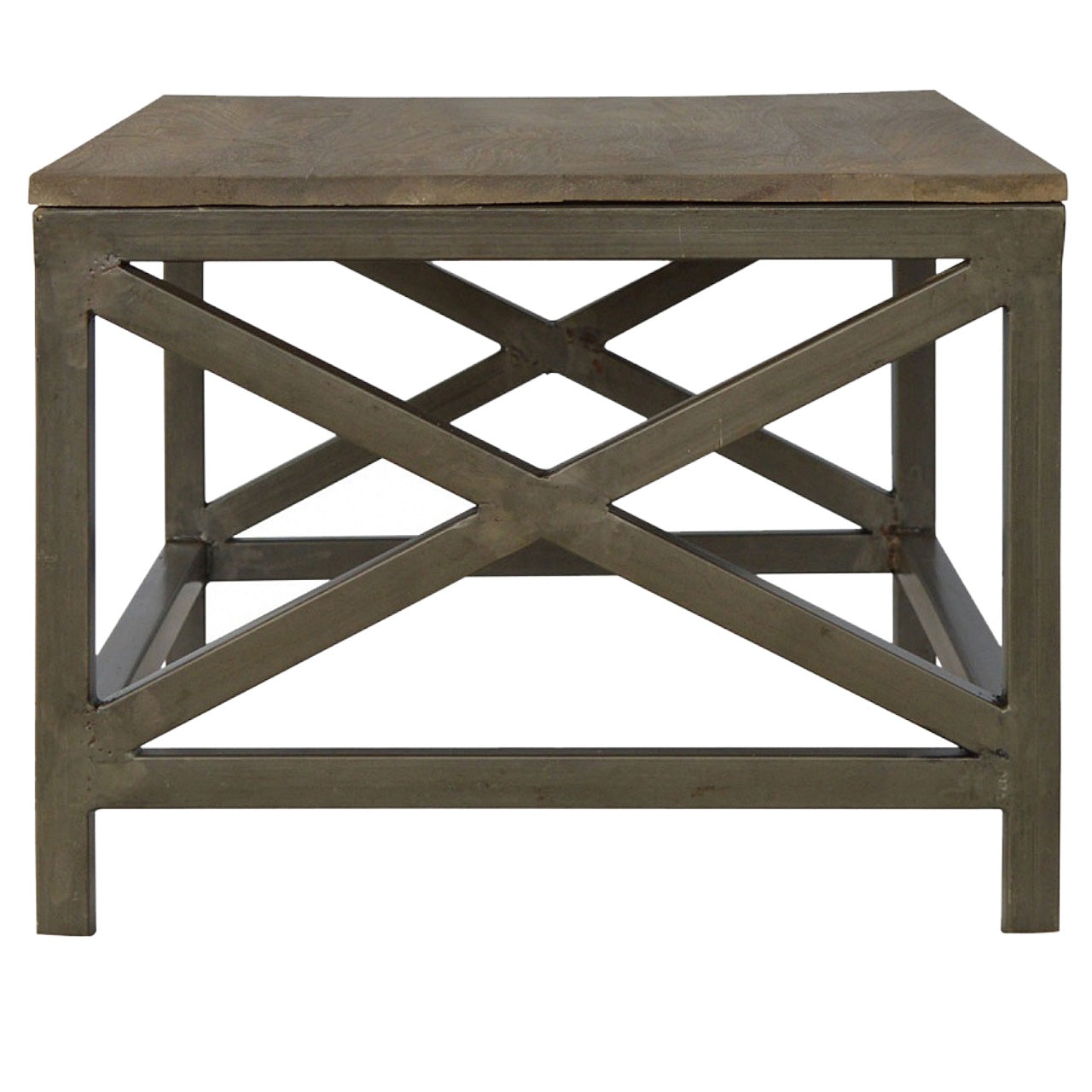WillowStone Industrial Cross Metal Oatmeal Coffee Table