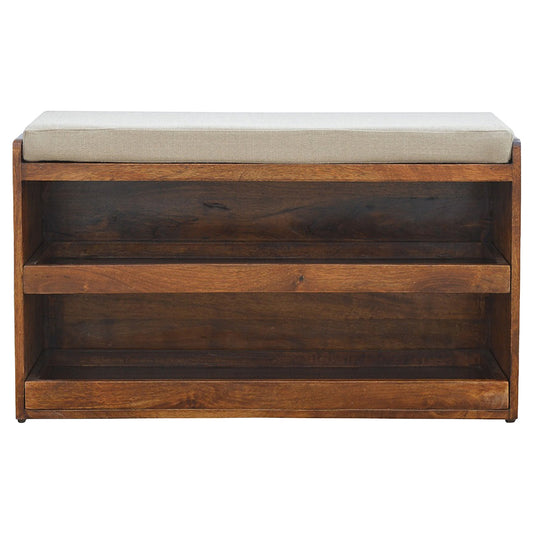 WillowStone Mud Linen Pull out Shoe Bench – handcrafted solid wood furniture by WillowStone