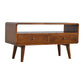 Curved Media Unit - Chestnut Finish