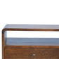 Curved Media Unit - Chestnut Finish