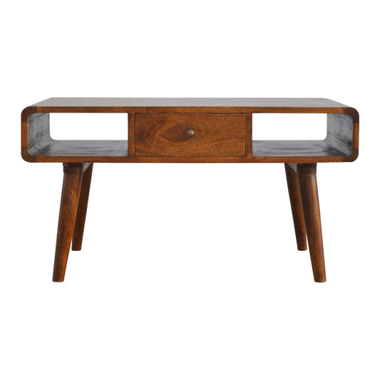 WillowStone Curved Chestnut Coffee Table – handcrafted solid wood furniture by WillowStone
