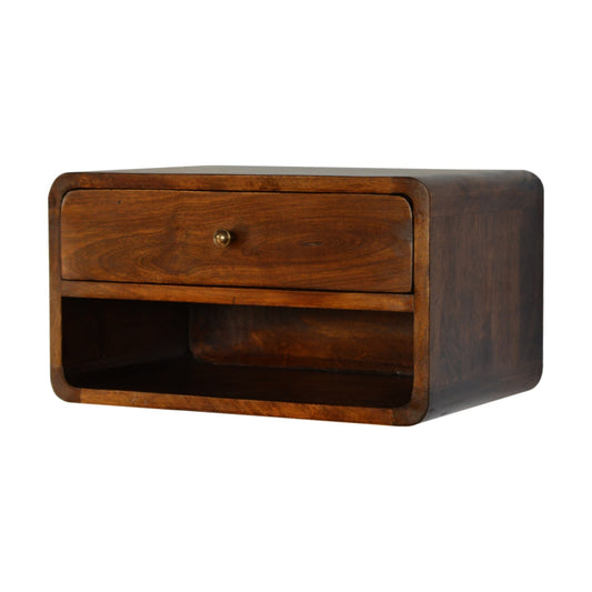 Chestnut Curve Floating Nightstand